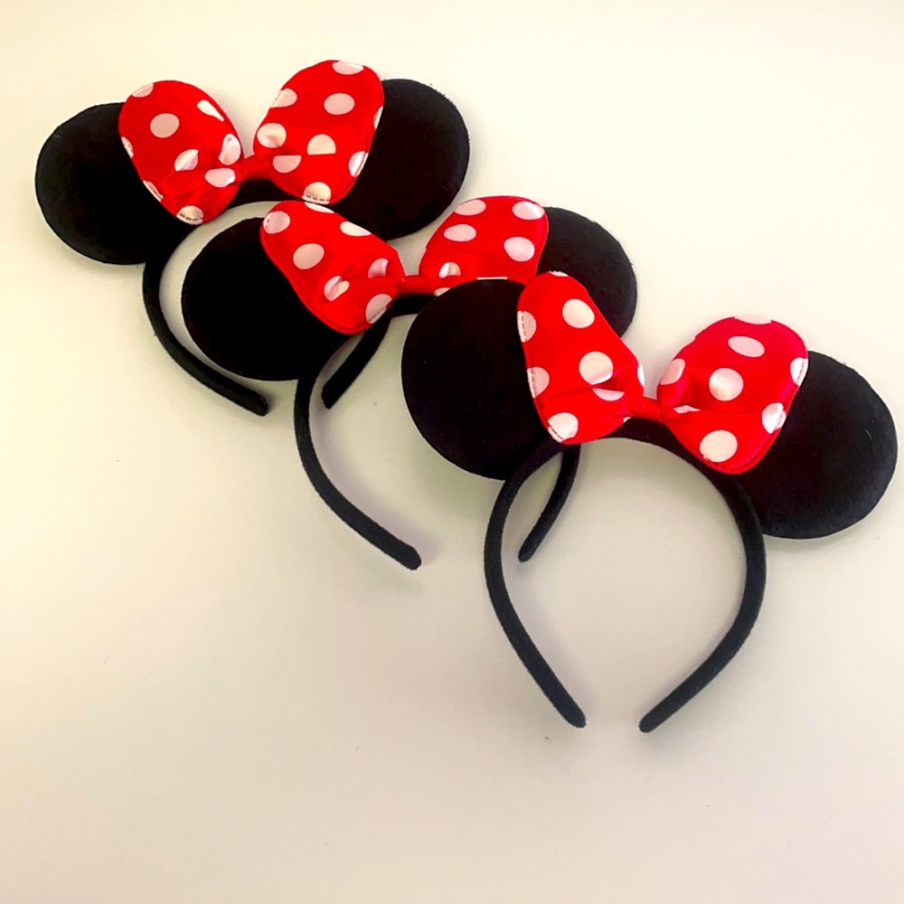 2/$30 Mini Mouse head bands in red and black 3 pack